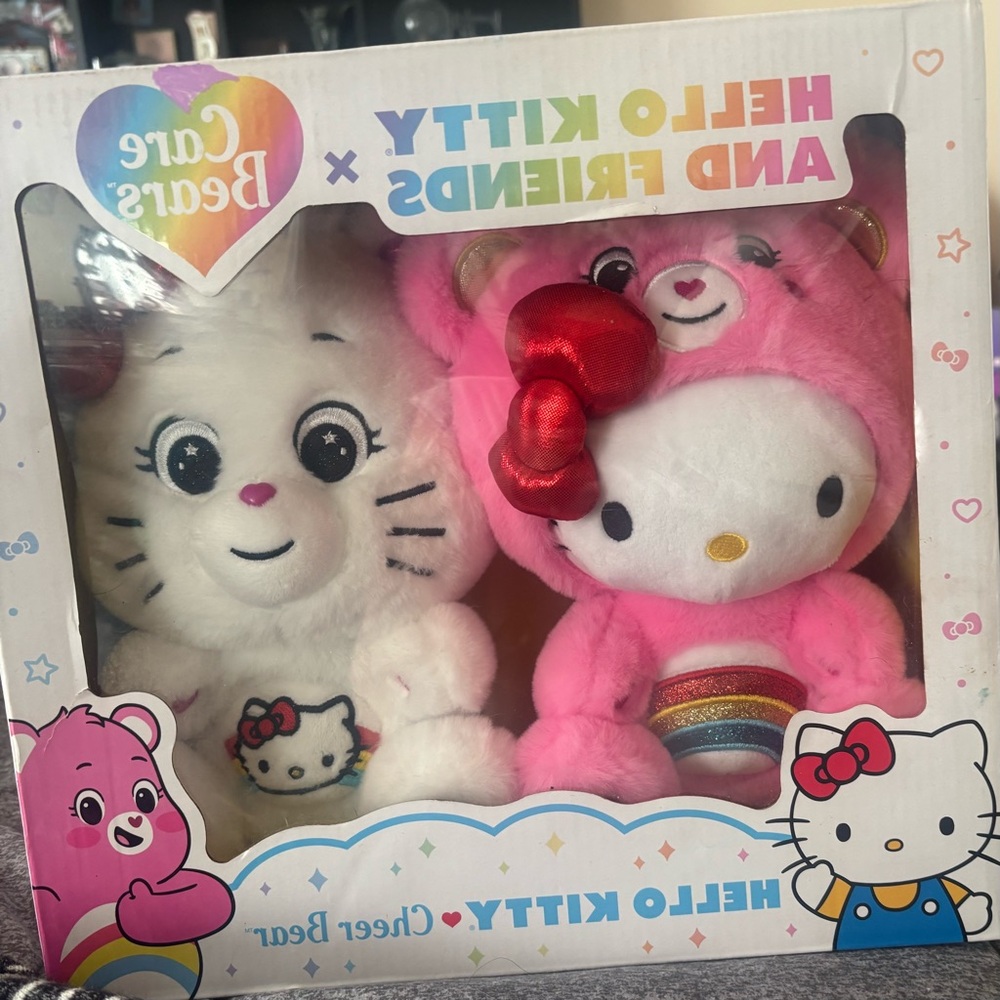 Pink and White Stuffed Animal Set with Hello Kitty - Picture 2 of 3
